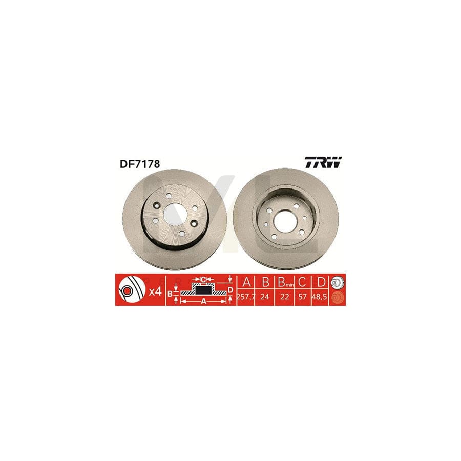 TRW DF7178 Brake Disc Vented, Painted | ML Performance Car Parts