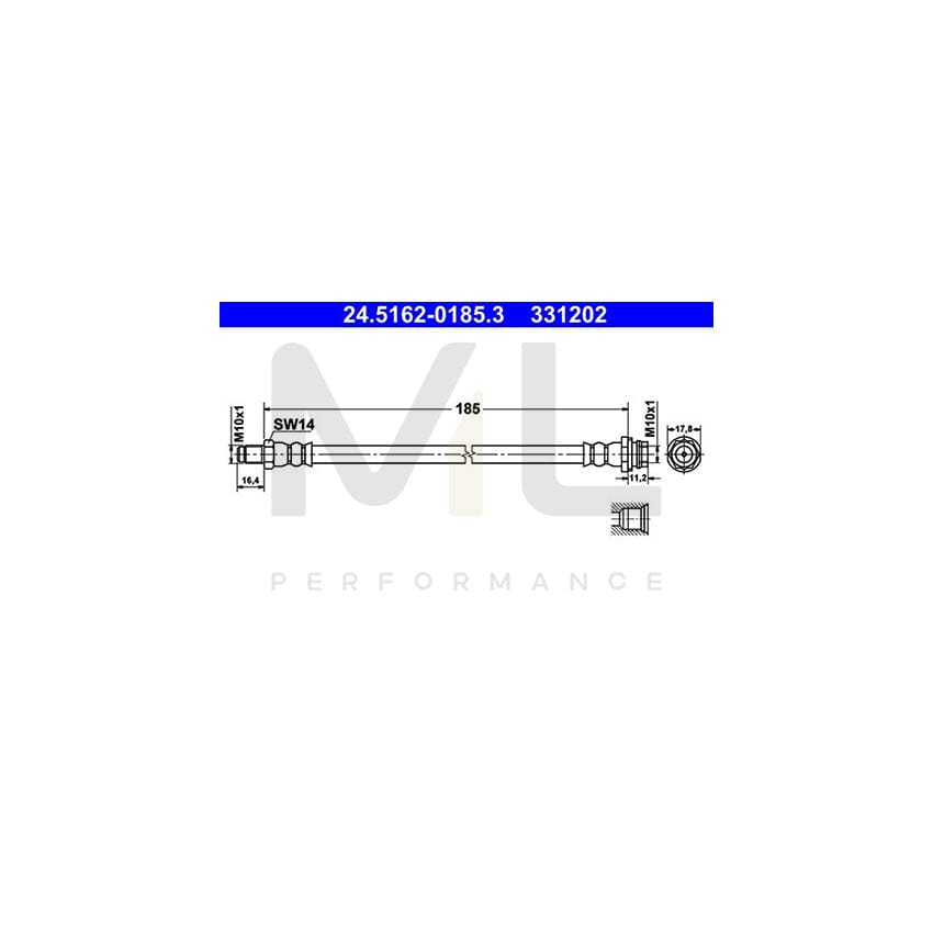 ATE 24.5162-0185.3 Brake Hose 185mm, M10x1