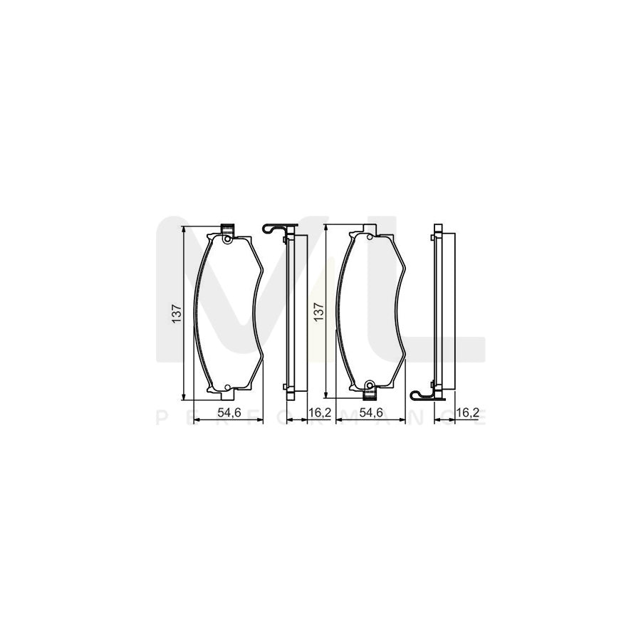Bosch 0986495076 Brake Pad Set With Acoustic Wear Warning, With Mounting Manual BP1471 | ML Performance Car Parts