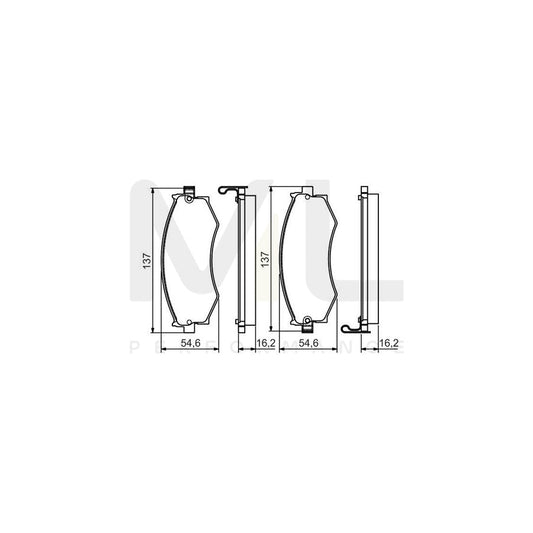 Bosch 0986495076 Brake Pad Set With Acoustic Wear Warning, With Mounting Manual BP1471 | ML Performance Car Parts
