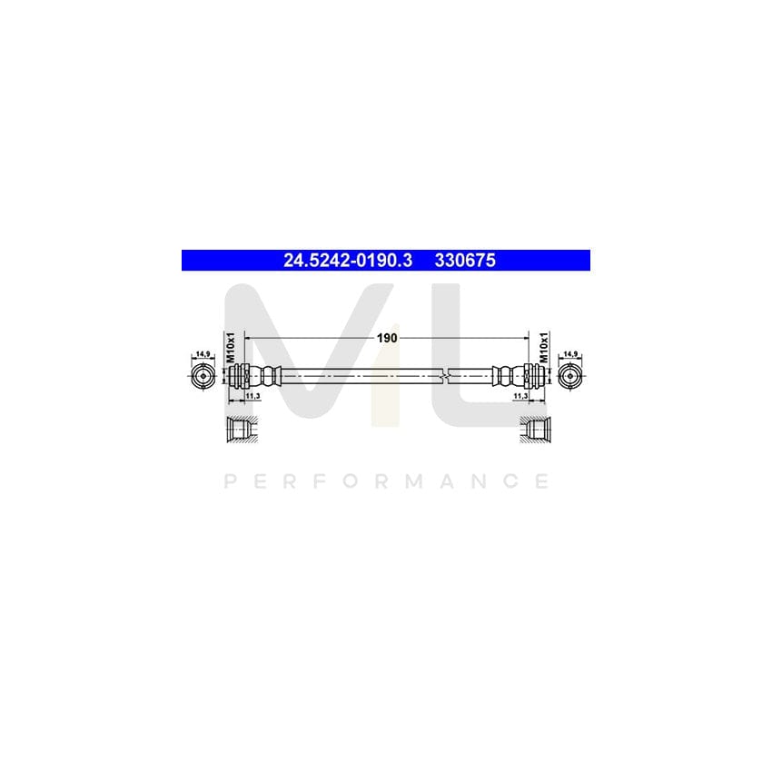 ATE 24.5242-0190.3 Brake Hose for AUDI A2 (8Z0) 190mm