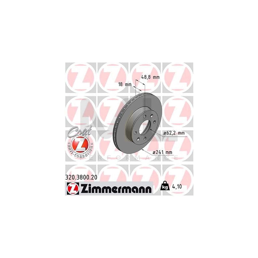ZIMMERMANN COAT Z 320.3800.20 Brake Disc Internally Vented, Coated  - 1 piece