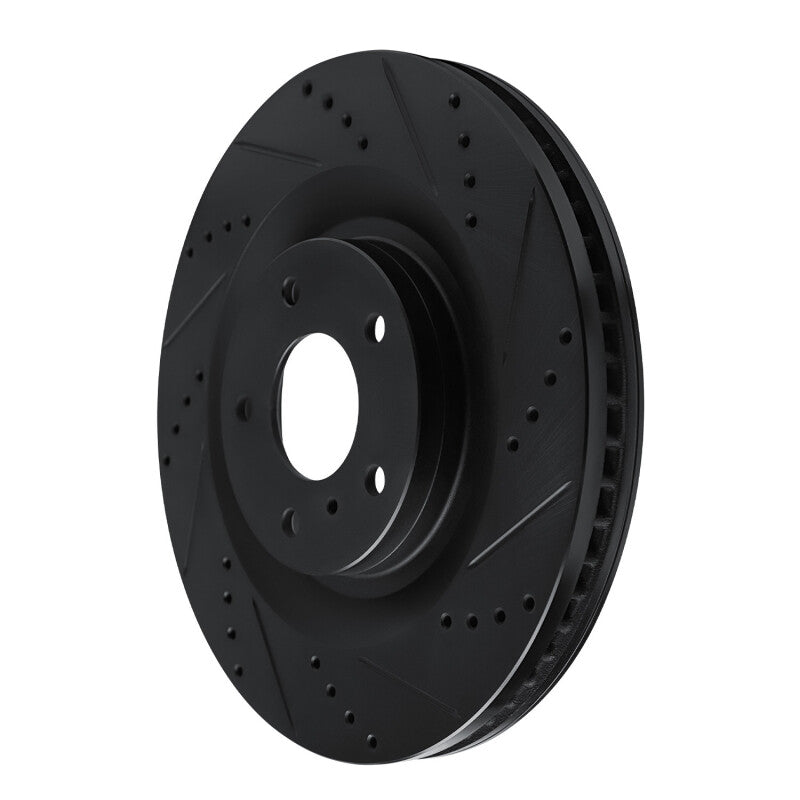 R1 Concepts R1 19-24 Infiniti QX50 Front Right Drilled & Slotted Black Brake Rotor