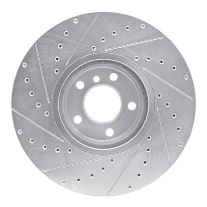 R1 Concepts R1 02-06 BMW X5 Front Right Drilled & Slotted Silver Brake Rotor