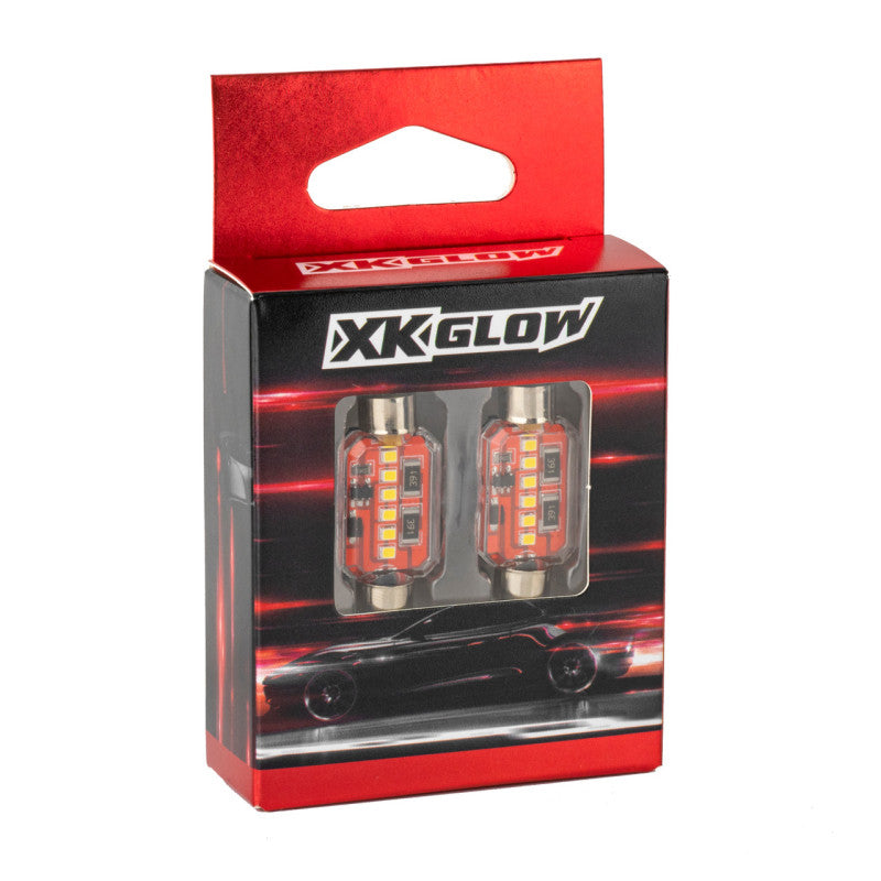 XKGLOW XK Glow White Festoon Error Free Ultra Bright LED Bulbs w/ Built-in Canbus 2pc 31mm