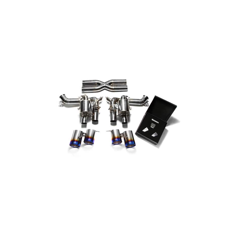 Armytrix FF12B-QT13B Valvetronic Exhaust System Ferrari F12 Berlinetta 2013-2017 with Quad Titanium Blue 4"