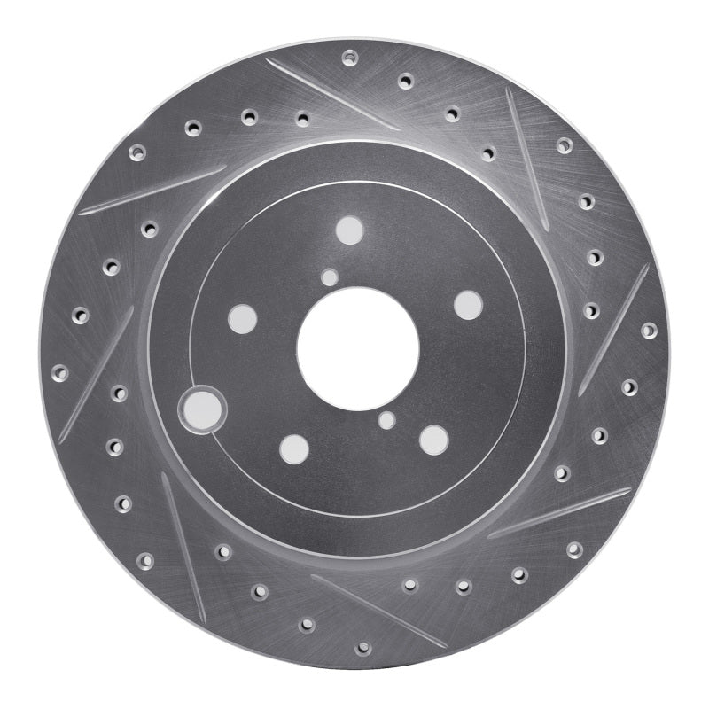 R1 Concepts R1 08-20 Subaru WRX STI Rear Right Drilled & Slotted Silver Brake Rotor