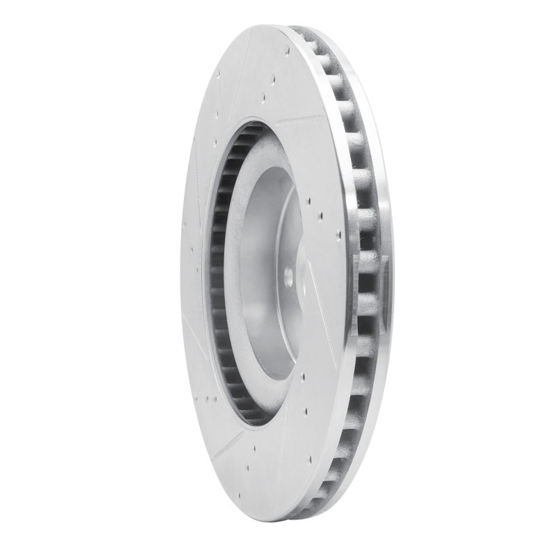 R1 Concepts R1 15-23 Ford Mustang Front Right Drilled & Slotted Silver Brake Rotor