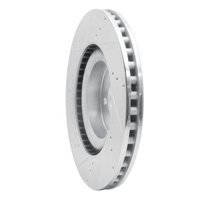 R1 Concepts R1 15-23 Ford Mustang Front Right Drilled & Slotted Silver Brake Rotor