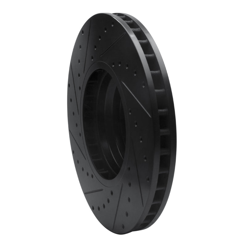 R1 Concepts R1 2007-2008 BMW ALPINA B7 Front Right Drilled & Slotted Black Brake Rotor