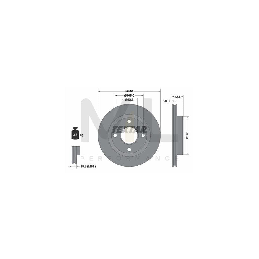 TEXTAR 92294703 Brake Disc for FORD Fiesta Mk4 Hatchback (JAS, JBS) Internally Vented, Coated, without wheel hub | ML Performance Car Parts