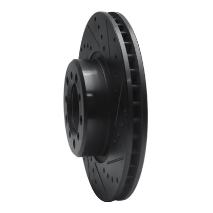 R1 Concepts R1 85-91 Mercedes-Benz 300SD Front Right Drilled & Slotted Black Brake Rotor