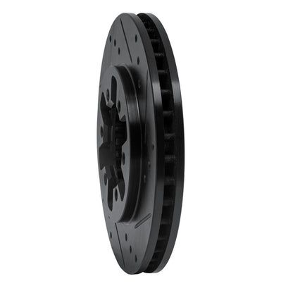 R1 Concepts R1 85-12 Nissan D21 Pickup RWD (4 Cyl Excl HD) Front Right Drilled & Slotted Black Brake Rotor