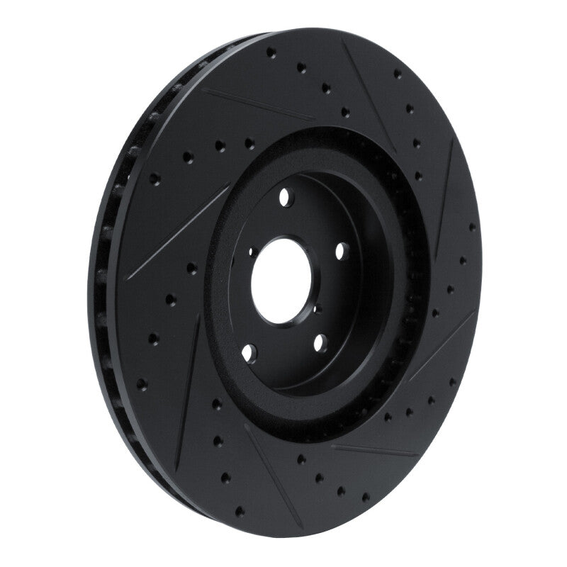 R1 Concepts R1 -23 Subaru Ascent Front Left Drilled & Slotted Black Brake Rotor
