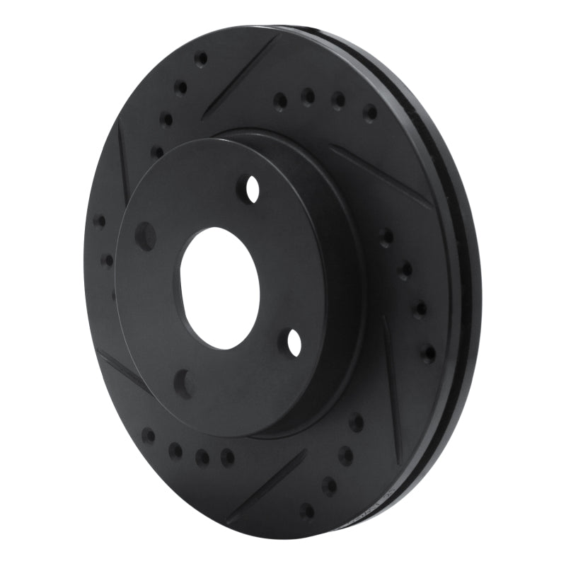 R1 Concepts R1 90-01 Ford Escort Front Left Drilled & Slotted Black Brake Rotor