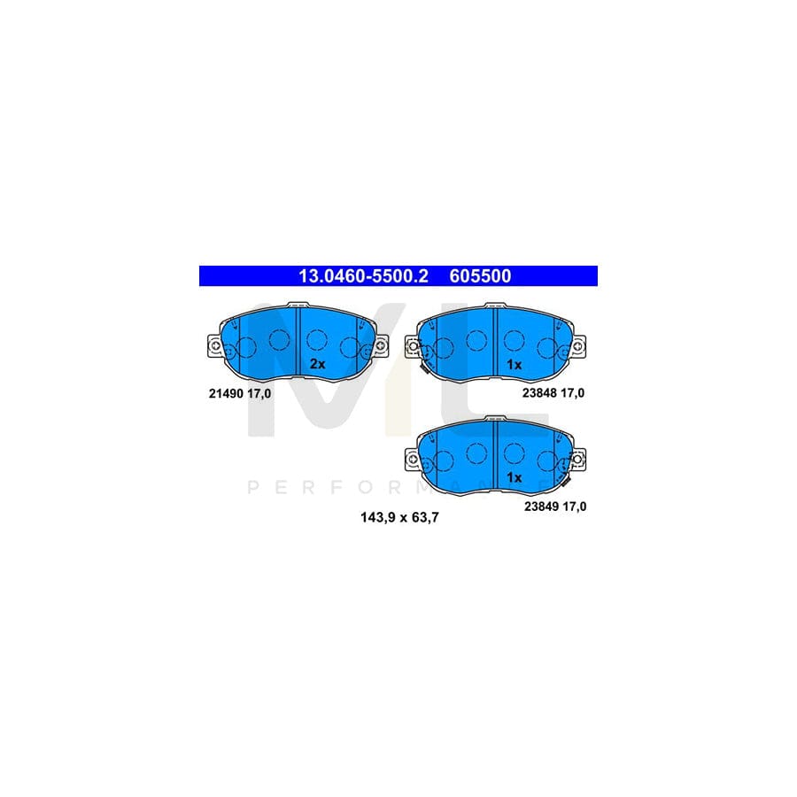ATE 13.0460-5500.2 Brake pad set with acoustic wear warning