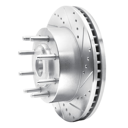 R1 Concepts R1 05-07 Ford F-250 2WD (Super Duty) Front Right Drilled & Slotted Silver Brake Rotor