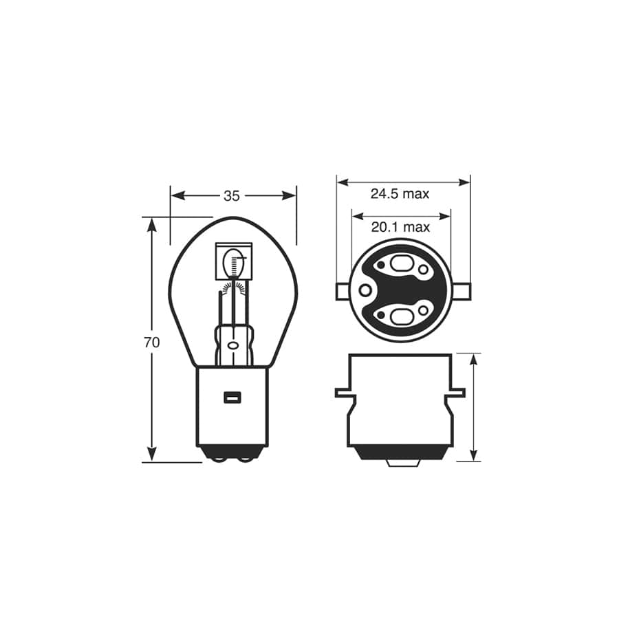RING R394 12V 25/25W S1 Bosch BA20d Headlamp