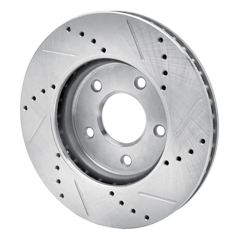 R1 Concepts R1 11-25 Chevrolet City Express Front Left Drilled & Slotted Silver Brake Rotor