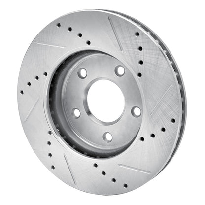 R1 Concepts R1 11-25 Chevrolet City Express Front Left Drilled & Slotted Silver Brake Rotor