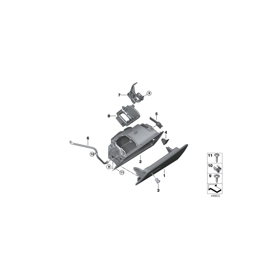 Genuine BMW 51169473658 G06 G05 G07 Glove Box Damper Left hand drive (Inc. X6 M50iX, X5 30iX & X7 30dX) | ML Performance US