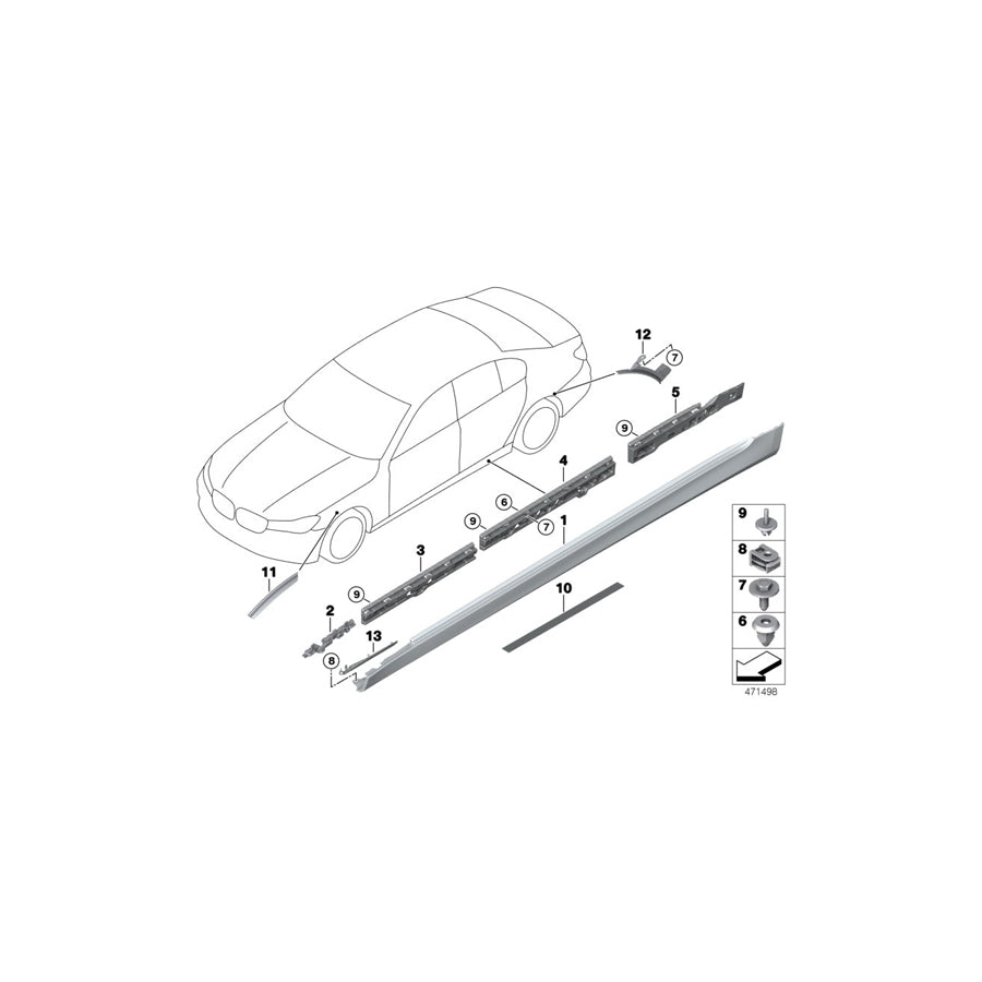 Genuine BMW 51777357139 G12 Mount Strip, Rocker Panel, Rear Left (Inc. 740iX, 740LiX & 750LiX) | ML Performance US Car Parts