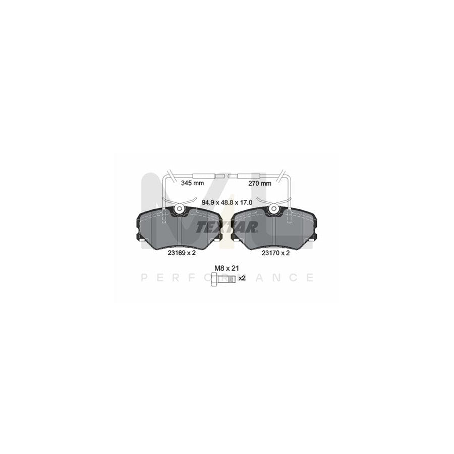 TEXTAR 2316901 Brake pad set with integrated wear warning contact, with brake caliper screws | ML Performance Car Parts