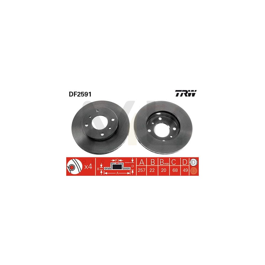TRW DF2591 Brake Disc Vented, Painted, High-carbon | ML Performance Car Parts