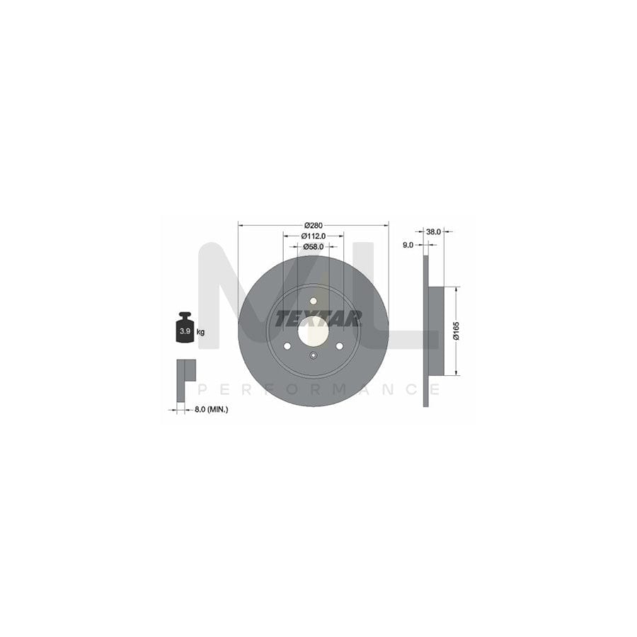 TEXTAR 92097600 Brake Disc Solid, without wheel hub, without wheel studs | ML Performance Car Parts