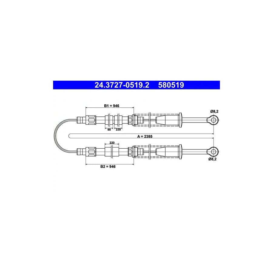 ATE 24.3727-0519.2 Hand Brake Cable