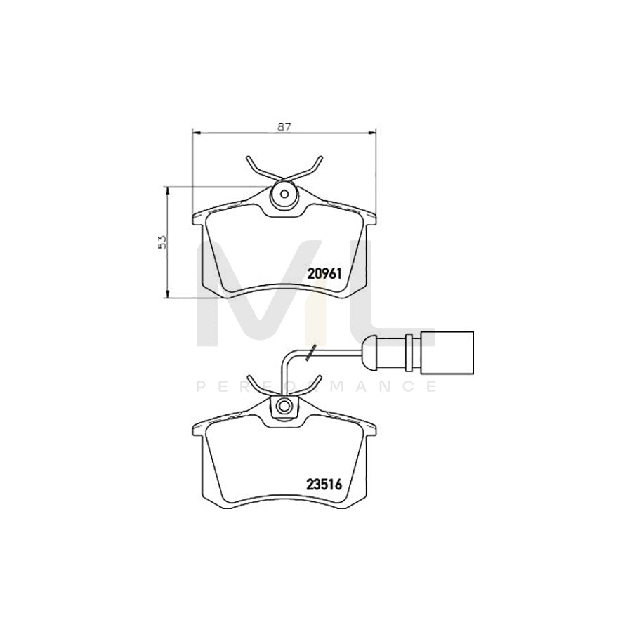 TEXTAR 2096105 Brake pad set with integrated wear warning contact, with brake caliper screws | ML Performance Car Parts