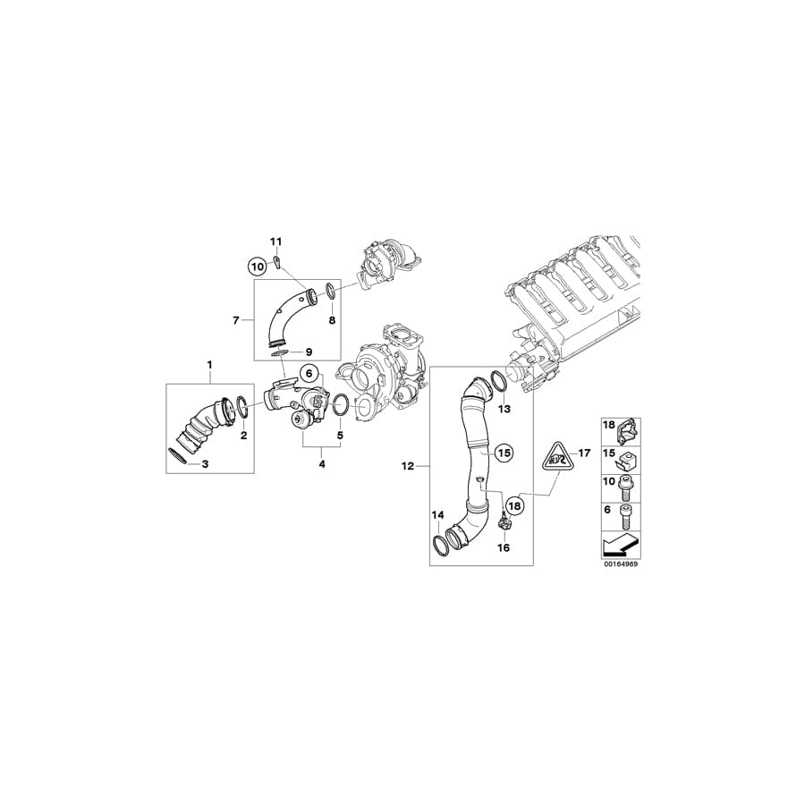 Genuine BMW 11617796293 E64 E61 E60 Charge Air Line (Inc. 535d & 635d) | ML Performance UK Car Parts