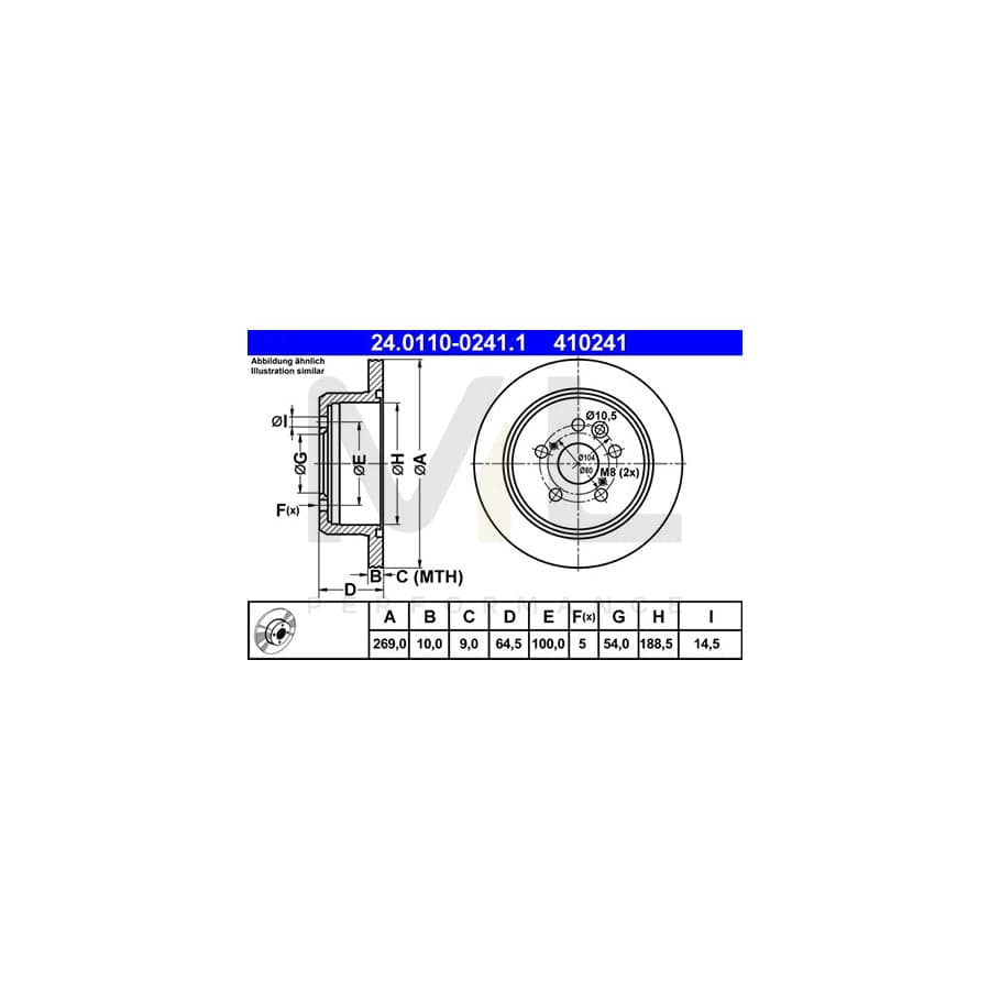 ATE 24.0110-0241.1 Brake Disc Solid  - 1 piece