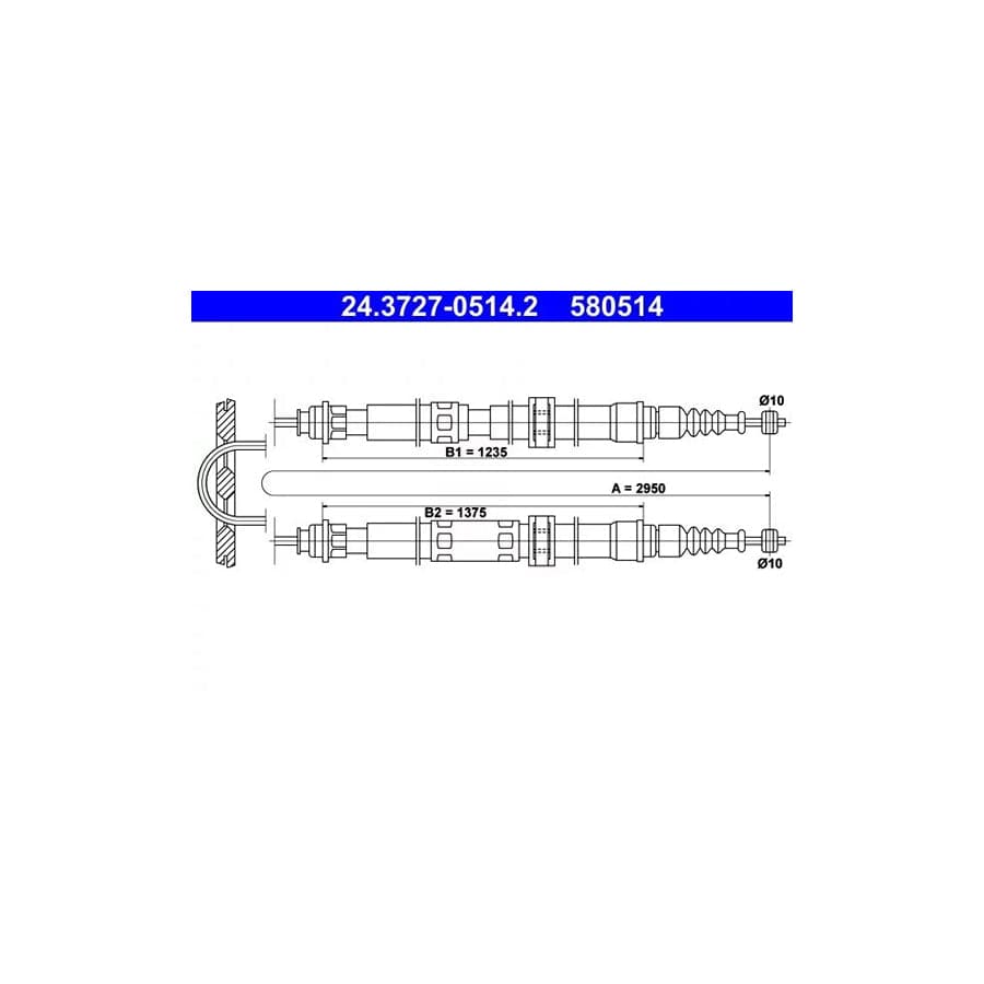 ATE 24.3727-0514.2 Hand Brake Cable