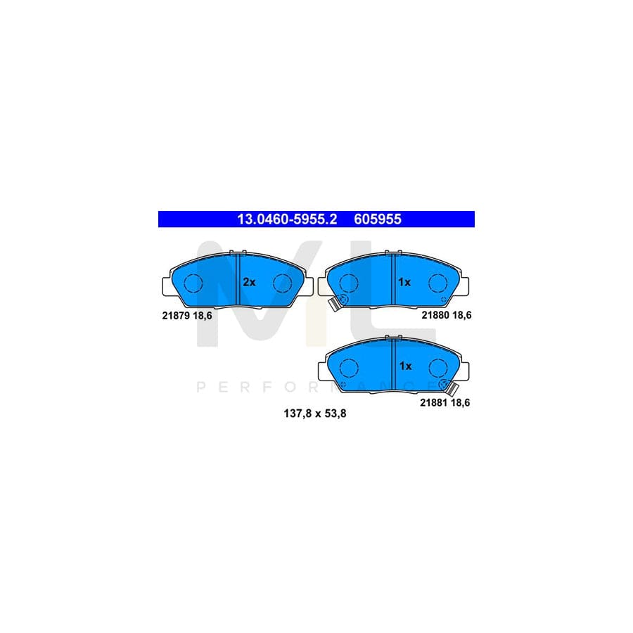 ATE 13.0460-5955.2 Brake pad set with acoustic wear warning