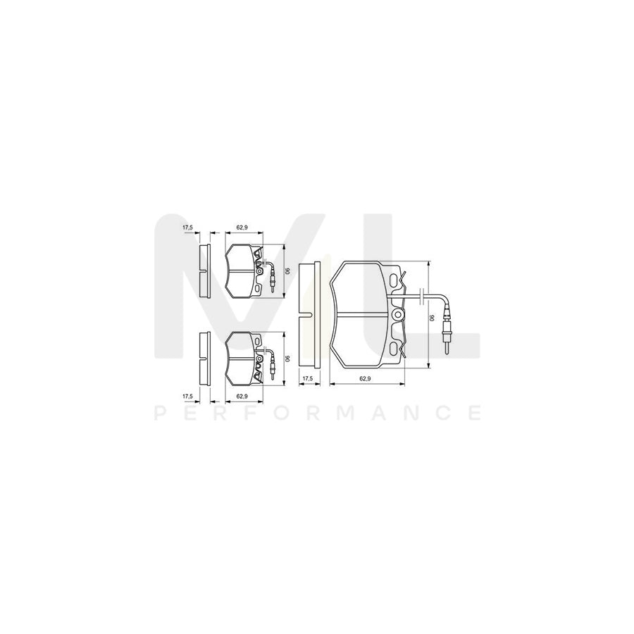 Bosch 0986424376 Brake Pad Set With Integrated Wear Sensor, With Anti-Squeak Plate, With Bolts/Screws, With Accessories BP187 | ML Performance Car Parts