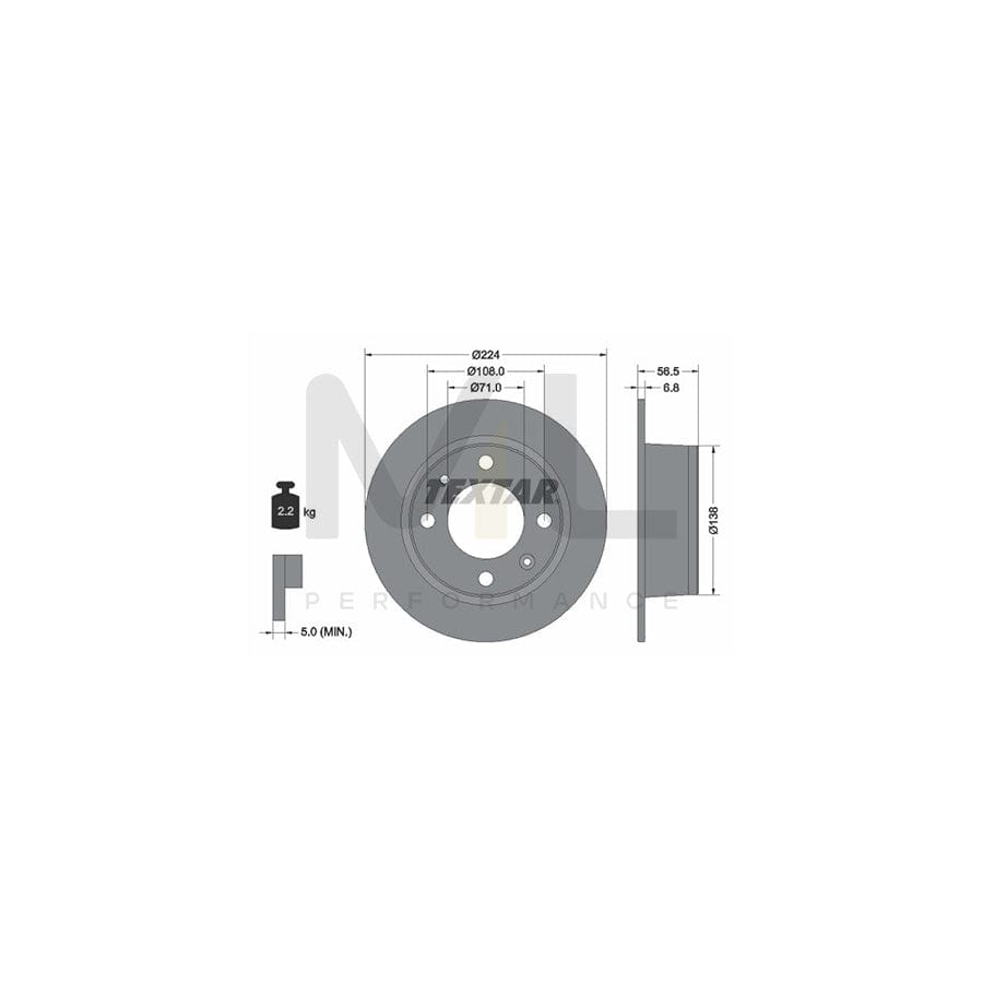 TEXTAR 92026900 Brake Disc for CITRO??? BX Solid, without wheel hub, without wheel studs | ML Performance Car Parts