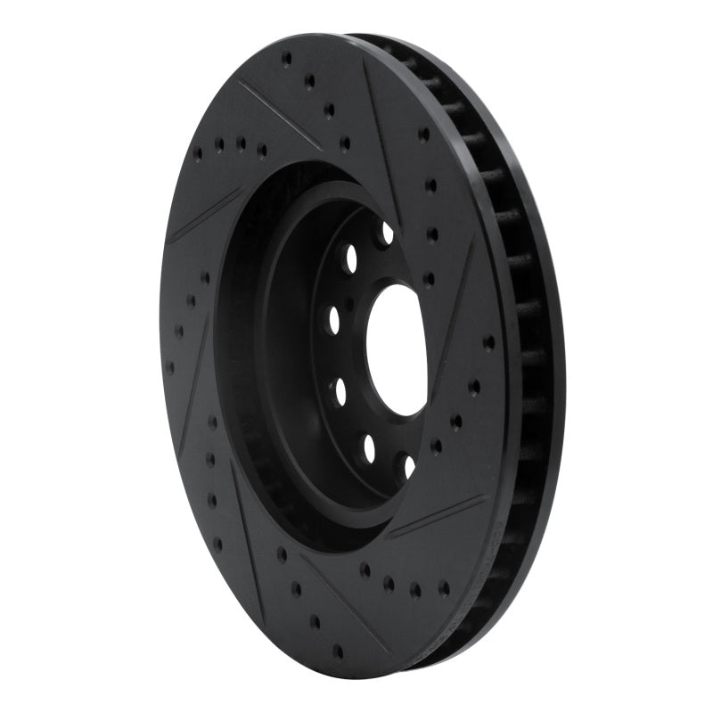 R1 Concepts R1 93-98 Toyota Supra Front Left Drilled & Slotted Black Brake Rotor