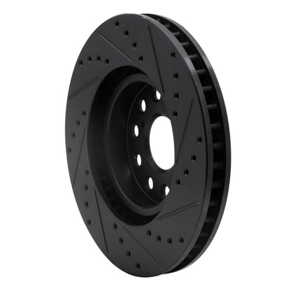 R1 Concepts R1 93-98 Toyota Supra Front Left Drilled & Slotted Black Brake Rotor