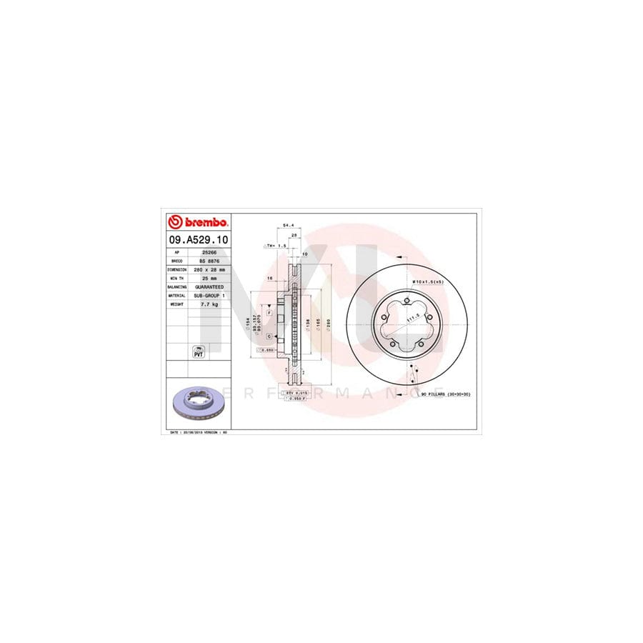 BREMBO 09.A529.10 Brake Disc for FORD TRANSIT Internally Vented | ML Performance Car Parts