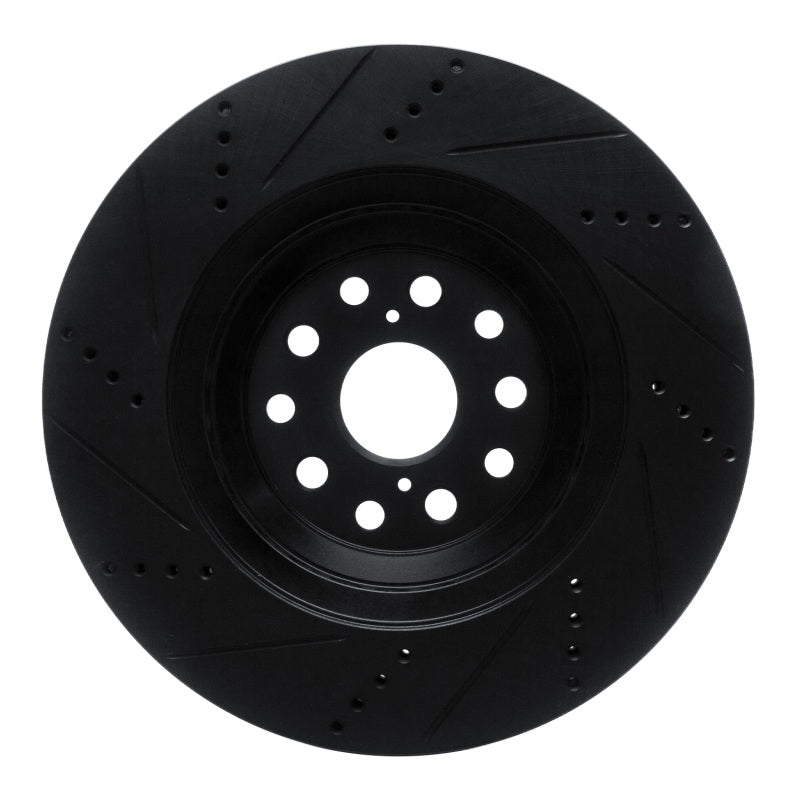 R1 Concepts R1 07-23 Lexus LS500 Right Front Drilled & Slotted Black Brake Rotor