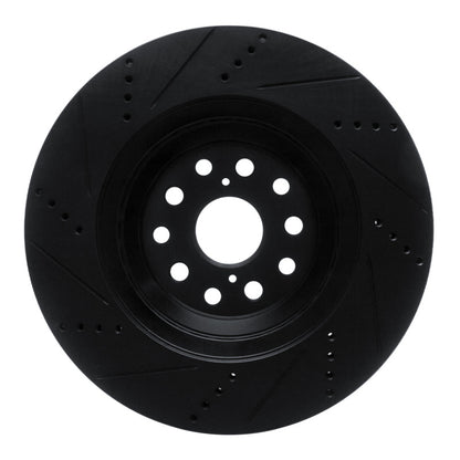 R1 Concepts R1 07-23 Lexus LS500 Right Front Drilled & Slotted Black Brake Rotor