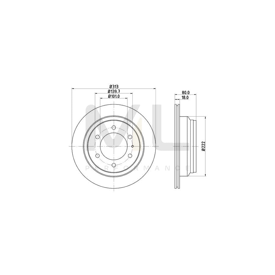 HELLA 8DD 355 106-021 Brake Disc Internally Vented, without wheel hub, without wheel studs