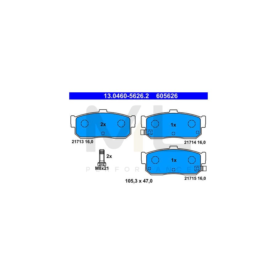 ATE 13.0460-5626.2 Brake pad set with acoustic wear warning, with brake caliper screws
