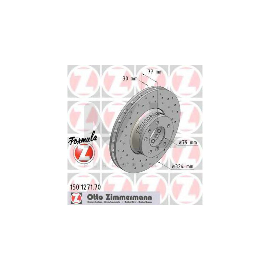 ZIMMERMANN 150.1271.70 Brake Disc Perforated, Vented, High-carbon  - 1 piece