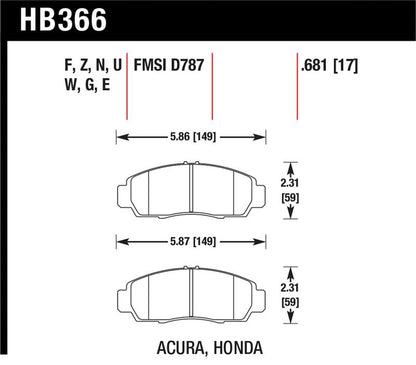 Hawk Performance Hawk 04+ Acura TSX / 99-08 TL / 01-03 CL / 08+ Honda Accord EX DTC-70 Race Front Brake Pads