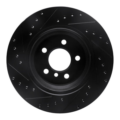 R1 Concepts R1 02-06 BMW X5 Rear Right Drilled & Slotted Black Brake Rotor