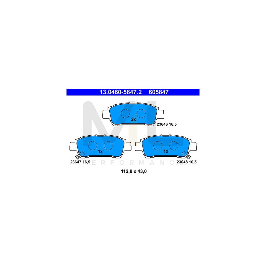 ATE 13.0460-5847.2 Brake pad set with acoustic wear warning