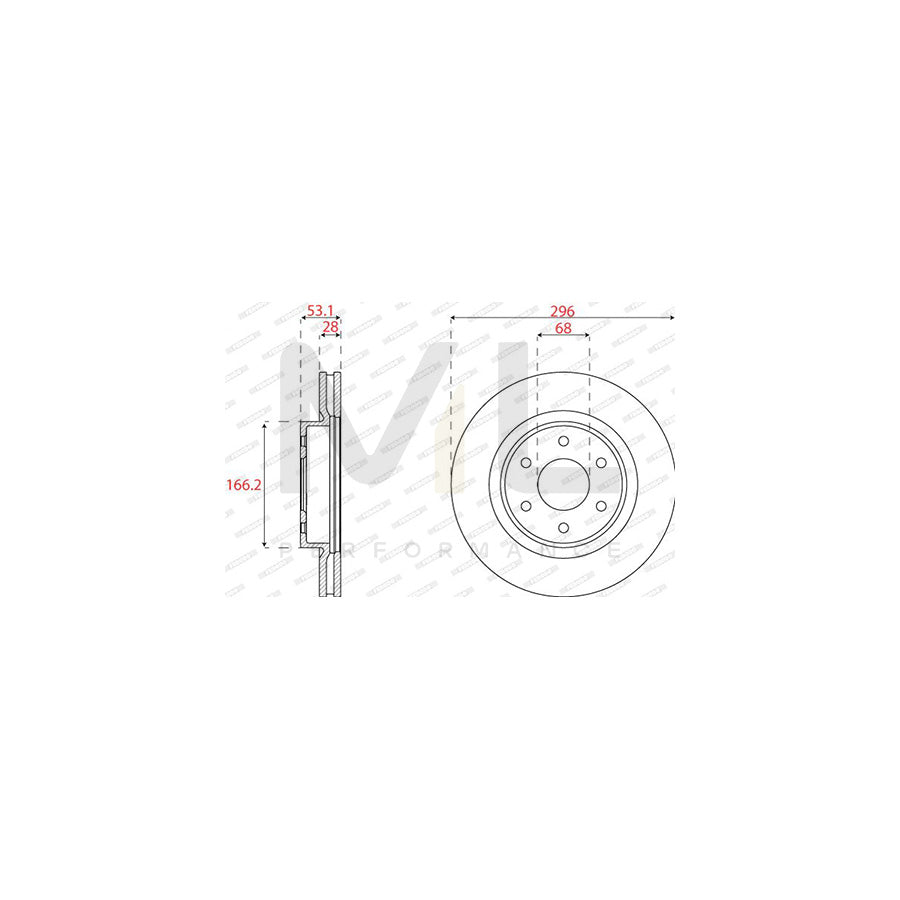 FERODO DDF2742C Brake Disc for NISSAN NP300 Navara Pickup (D23) Vented | ML Performance Car Parts