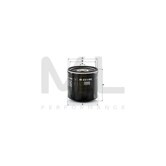 MANN-FILTER W 921/80 Oil Filter Spin-on Filter, with one anti-return valve